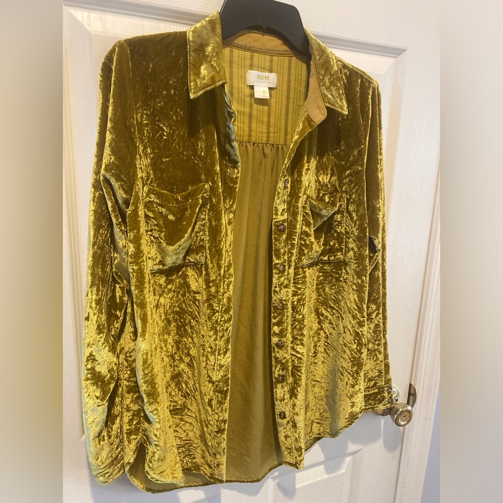 Maeve Anthropologie Burnout Crushed Velour Gold Boho Whimsigoth Festival WM SZ 0 - Picture 13 of 14
